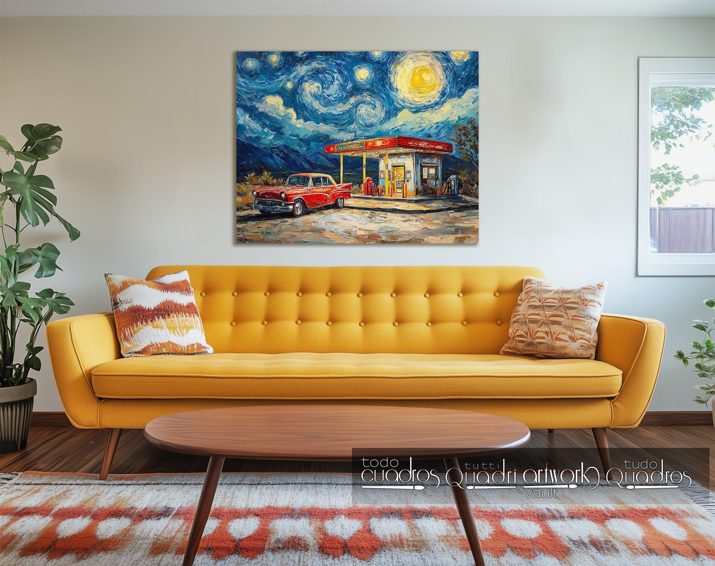 Parada nocturna, estilo Van Gogh moderno