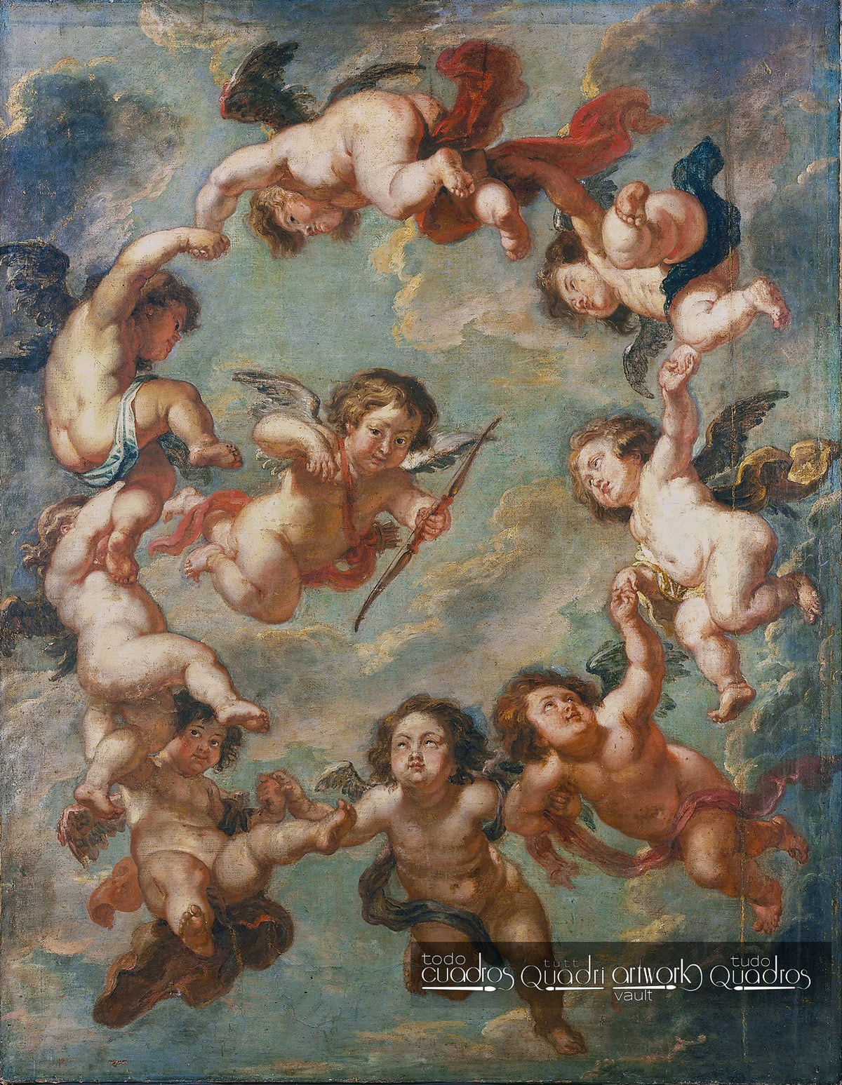A Ceiling Decoration: Putti. Rubens