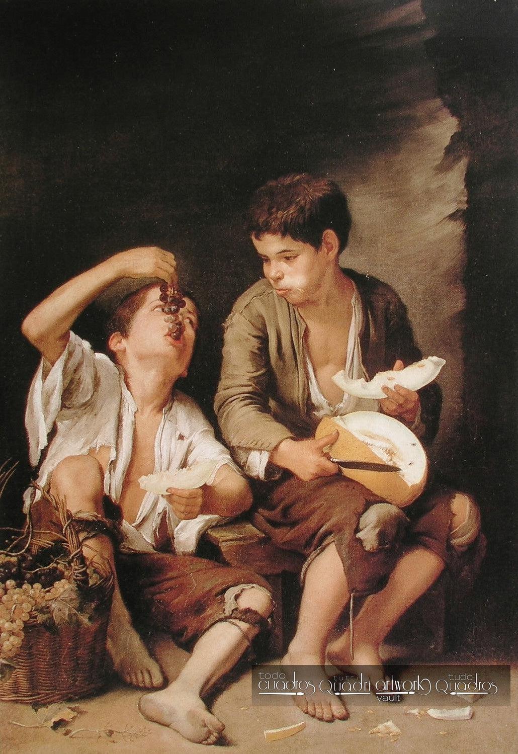 Niños comiendo uvas y melón, Murillo