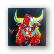Obra al óleo "El toro de frente"